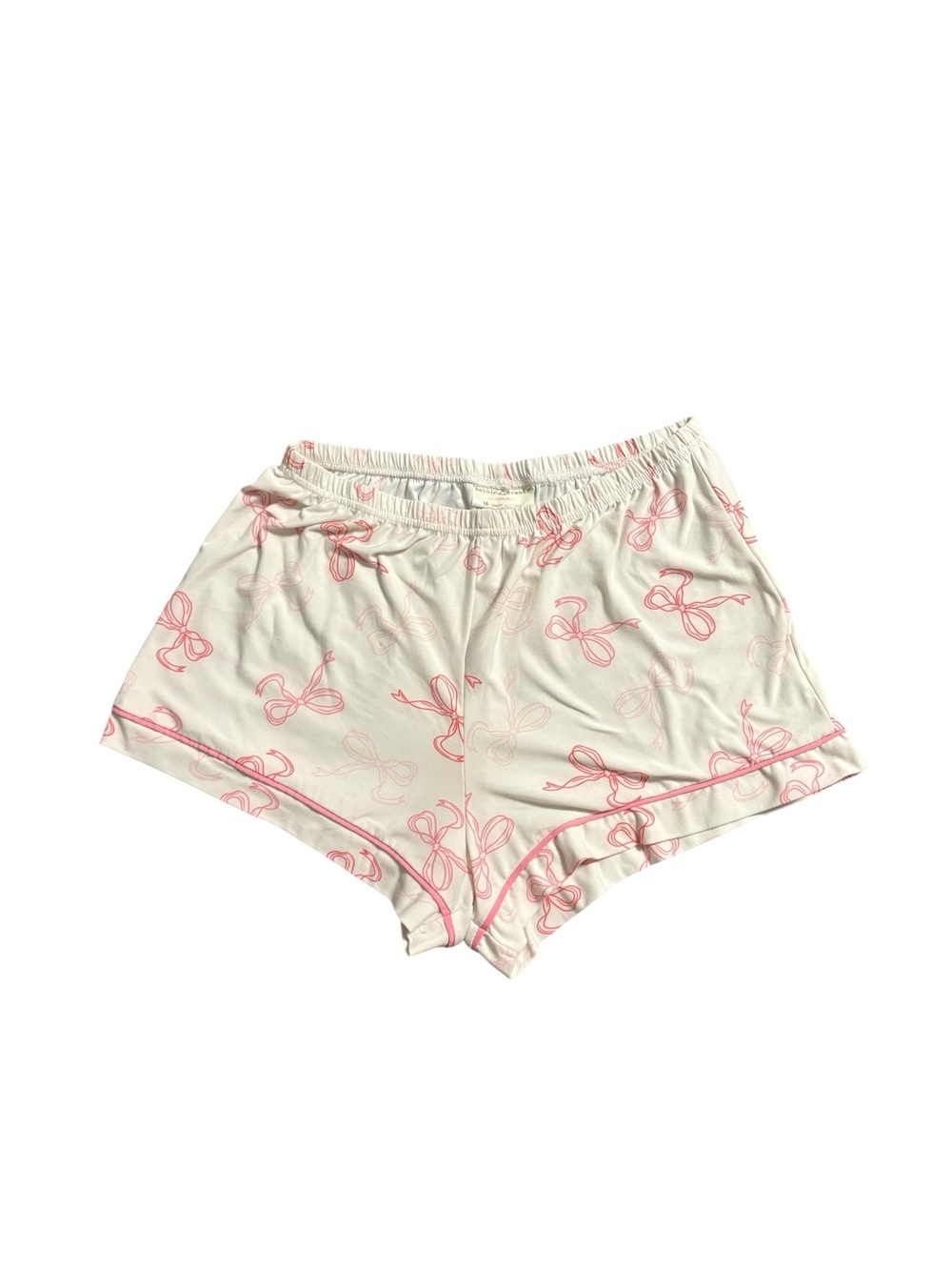 White Sleep Shorts with Pink Bow Print